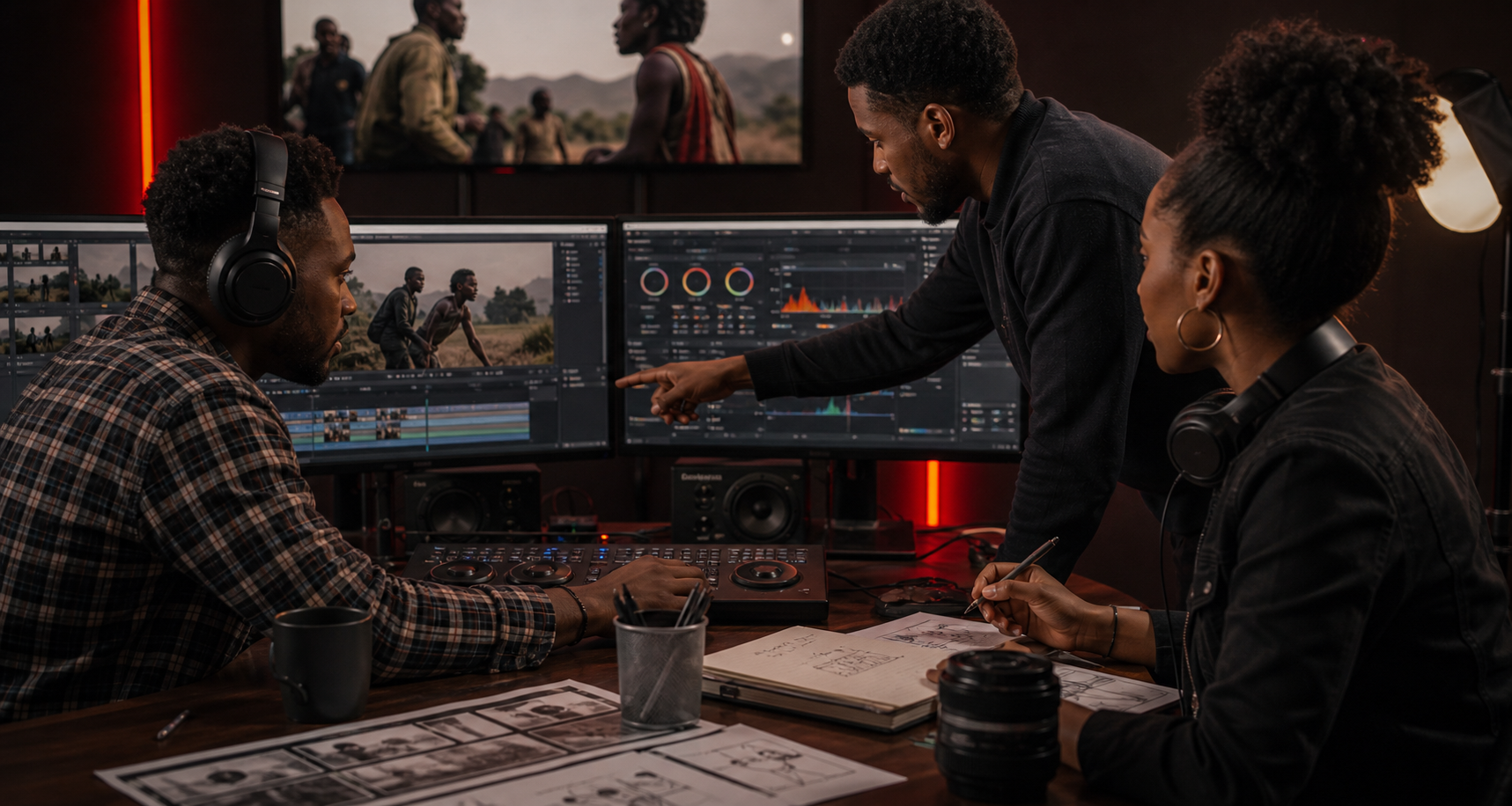Post-production team shaping a documentary story